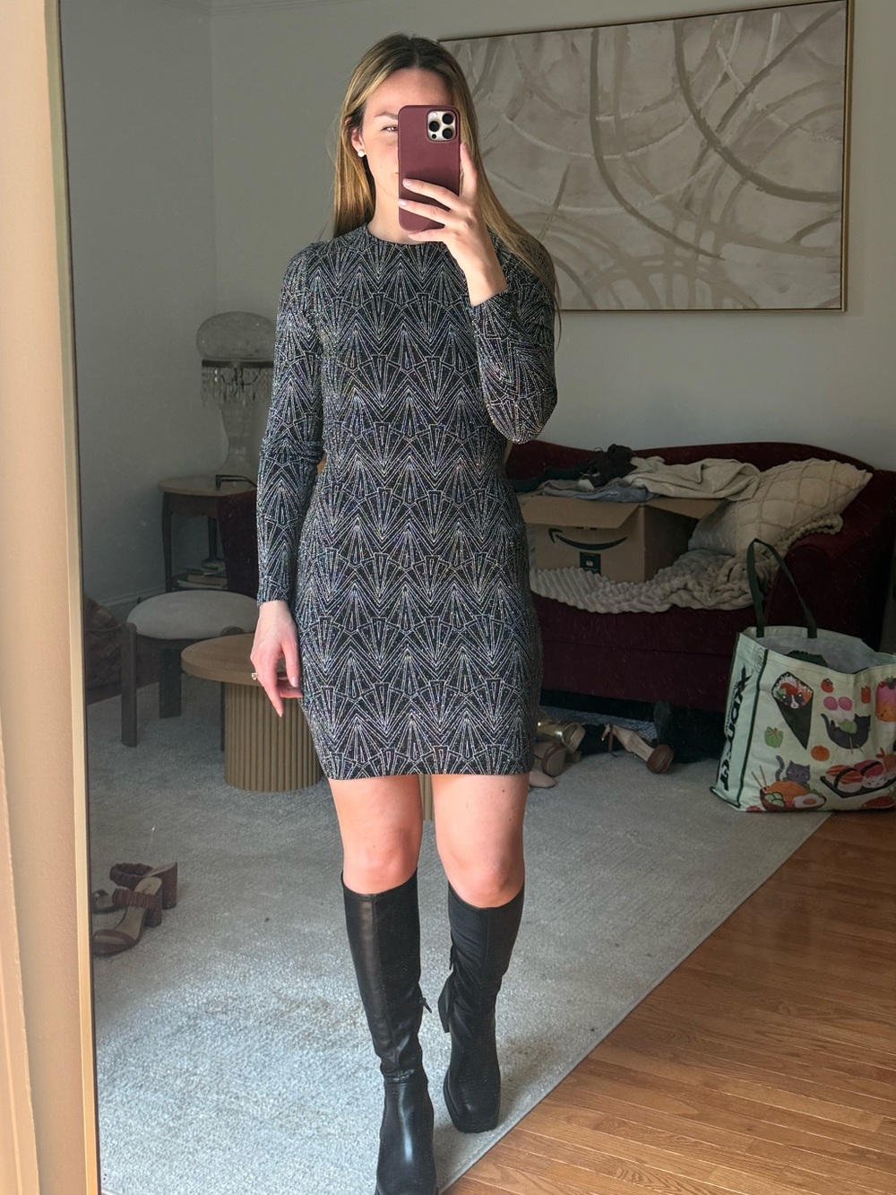 Party dress black and silver glitter